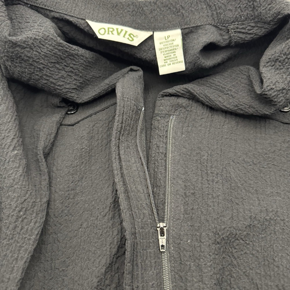 Orvis Women's Black Textured Safari/utility Jacket. Lightweight Size L Crinkle - Picture 4 of 9
